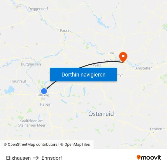 Elixhausen to Ennsdorf map