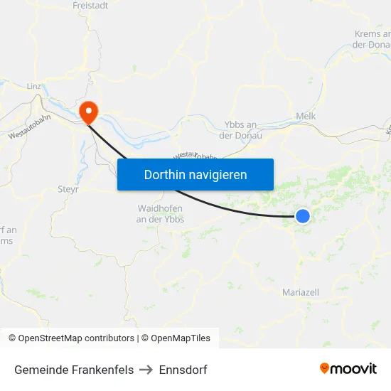 Gemeinde Frankenfels to Ennsdorf map