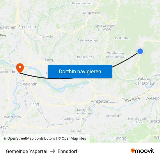Gemeinde Yspertal to Ennsdorf map