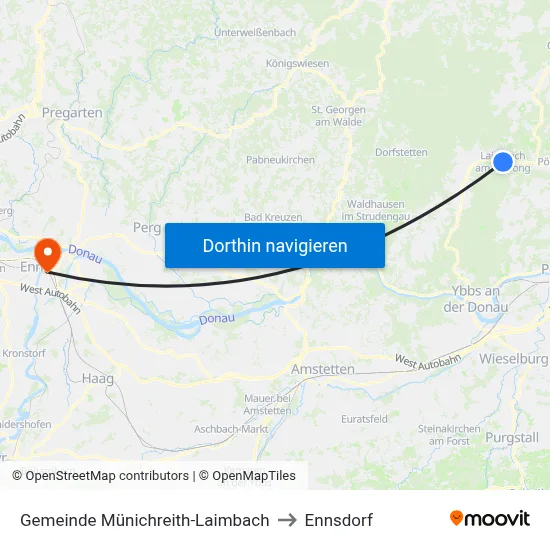 Gemeinde Münichreith-Laimbach to Ennsdorf map
