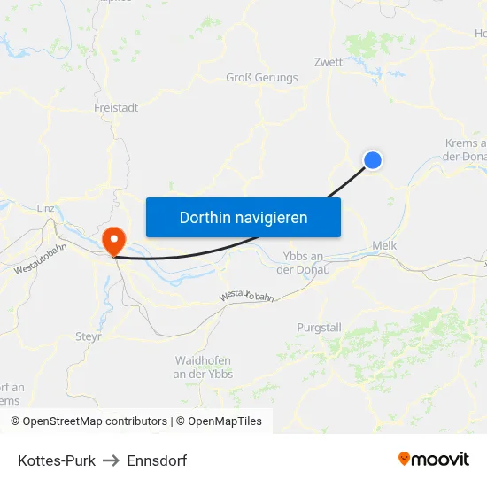 Kottes-Purk to Ennsdorf map