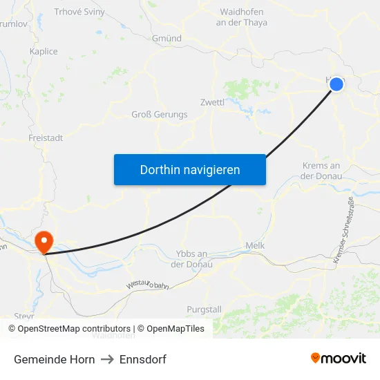 Gemeinde Horn to Ennsdorf map