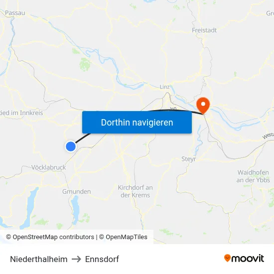 Niederthalheim to Ennsdorf map