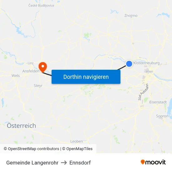 Gemeinde Langenrohr to Ennsdorf map
