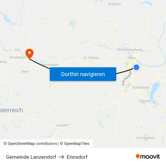 Gemeinde Lanzendorf to Ennsdorf map