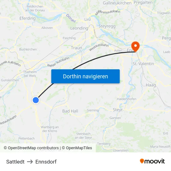 Sattledt to Ennsdorf map