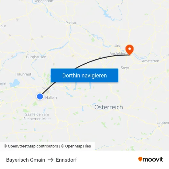 Bayerisch Gmain to Ennsdorf map