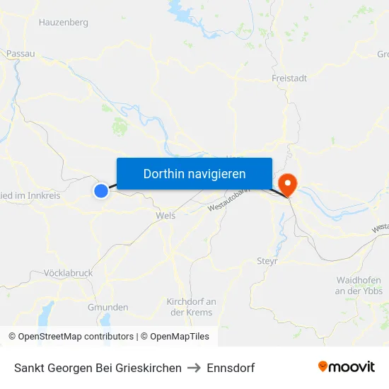 Sankt Georgen Bei Grieskirchen to Ennsdorf map