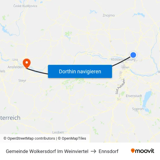 Gemeinde Wolkersdorf Im Weinviertel to Ennsdorf map