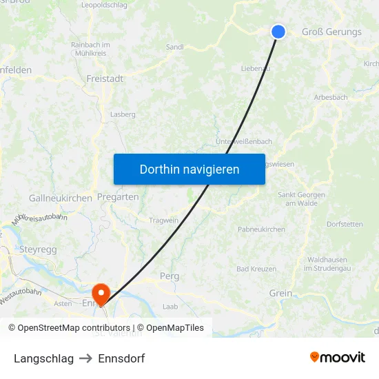 Langschlag to Ennsdorf map