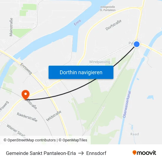 Gemeinde Sankt Pantaleon-Erla to Ennsdorf map