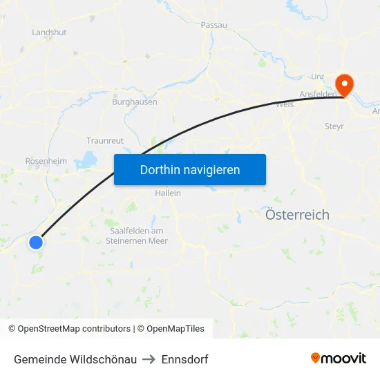 Gemeinde Wildschönau to Ennsdorf map