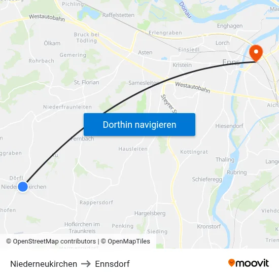 Niederneukirchen to Ennsdorf map