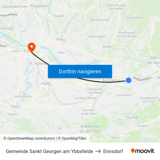 Gemeinde Sankt Georgen am Ybbsfelde to Ennsdorf map