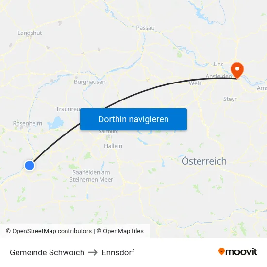 Gemeinde Schwoich to Ennsdorf map