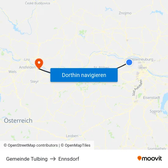 Gemeinde Tulbing to Ennsdorf map