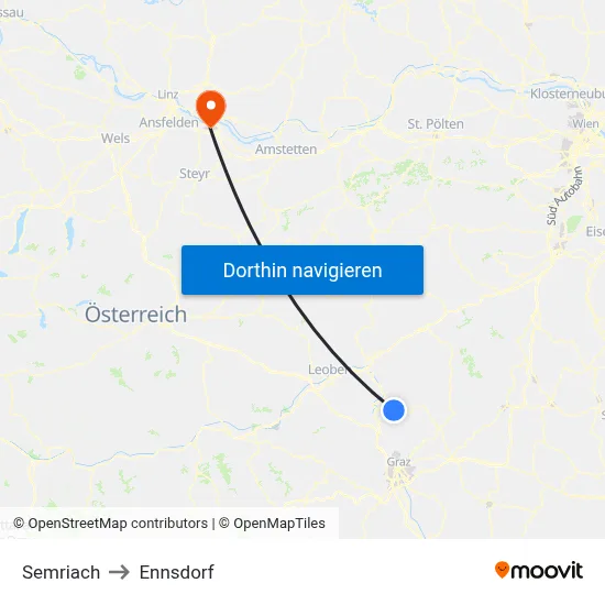 Semriach to Ennsdorf map