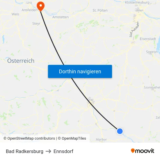 Bad Radkersburg to Ennsdorf map
