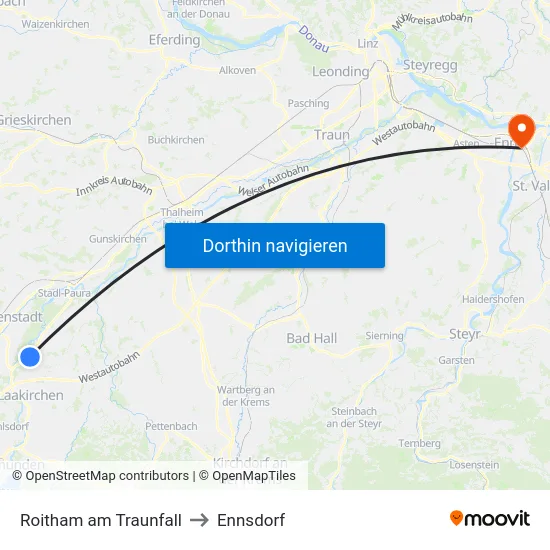 Roitham am Traunfall to Ennsdorf map