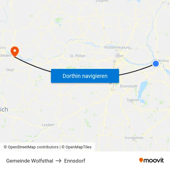 Gemeinde Wolfsthal to Ennsdorf map