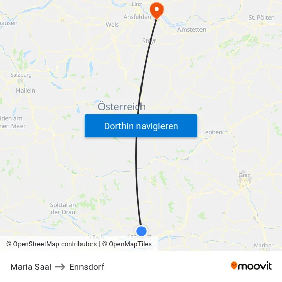 Maria Saal to Ennsdorf map