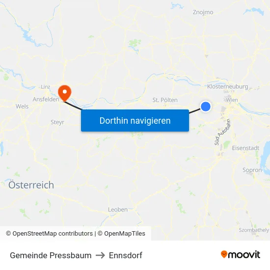 Gemeinde Pressbaum to Ennsdorf map