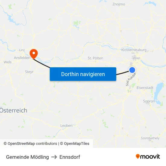 Gemeinde Mödling to Ennsdorf map