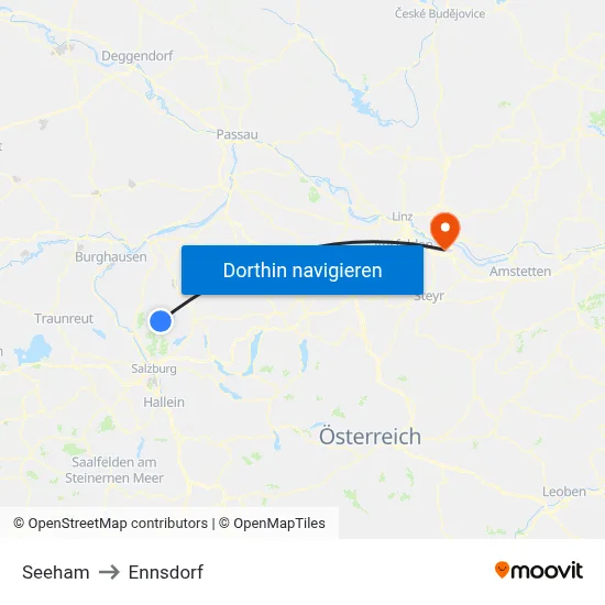 Seeham to Ennsdorf map