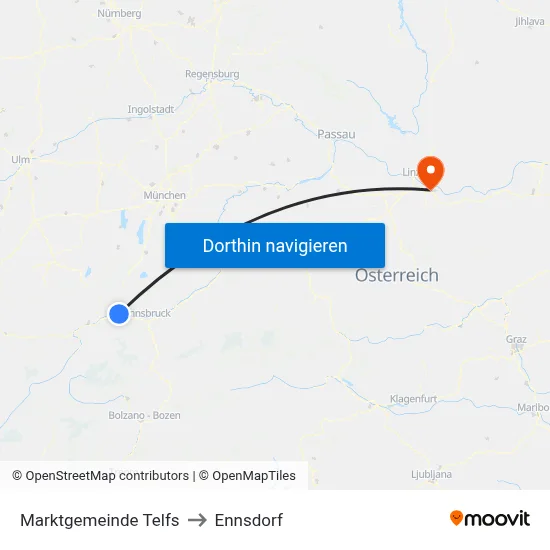 Marktgemeinde Telfs to Ennsdorf map