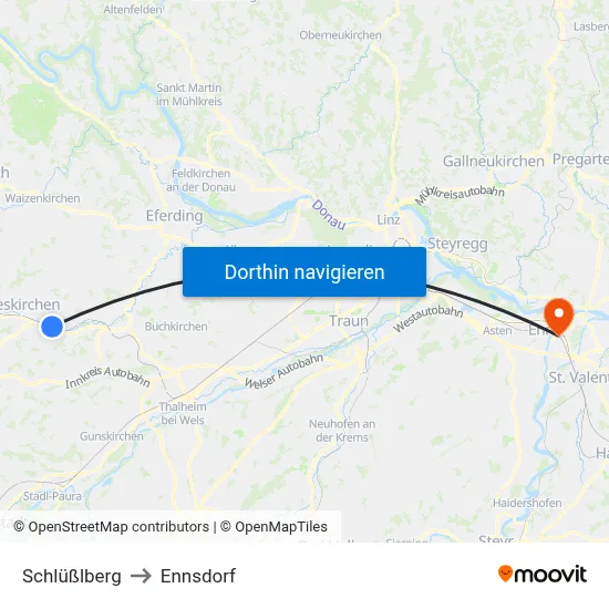 Schlüßlberg to Ennsdorf map