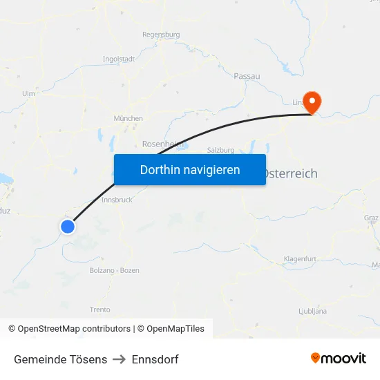 Gemeinde Tösens to Ennsdorf map