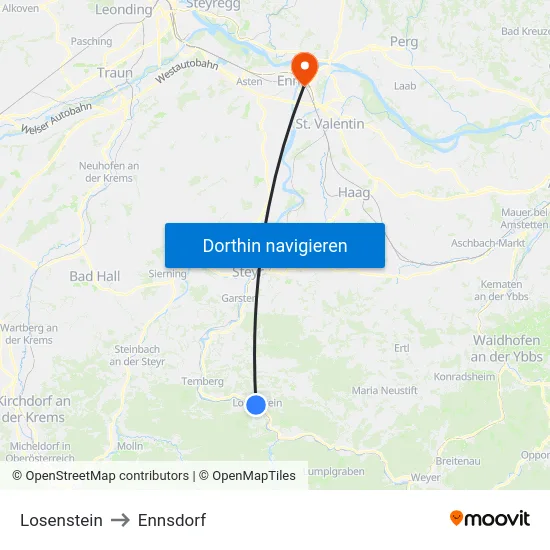 Losenstein to Ennsdorf map