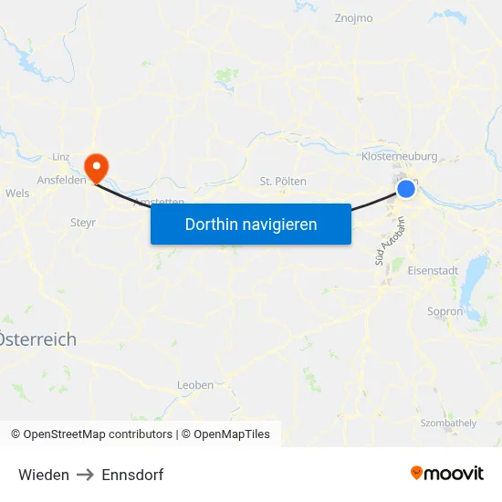 Wieden to Ennsdorf map