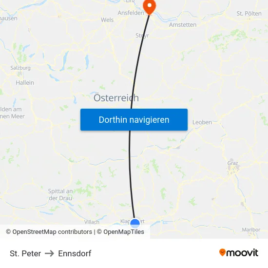 St. Peter to Ennsdorf map