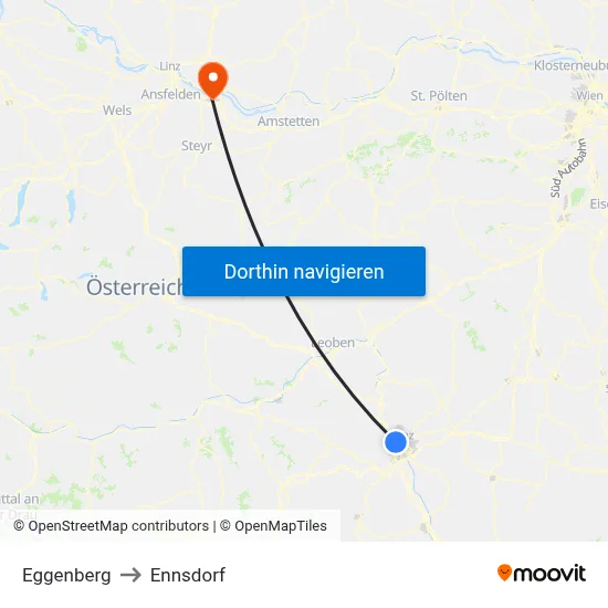 Eggenberg to Ennsdorf map