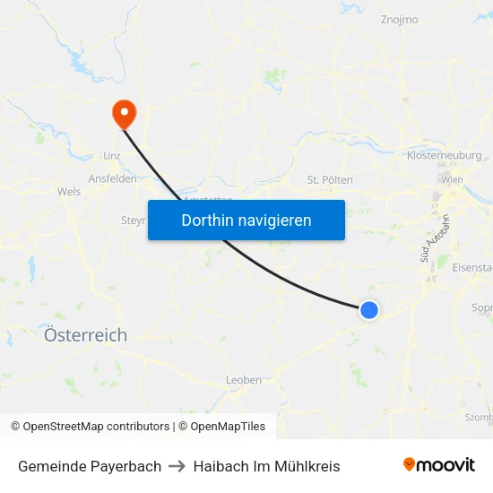 Gemeinde Payerbach to Haibach Im Mühlkreis map
