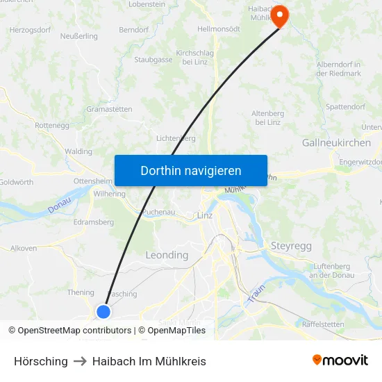 Hörsching to Haibach Im Mühlkreis map