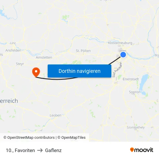 10., Favoriten to Gaflenz map