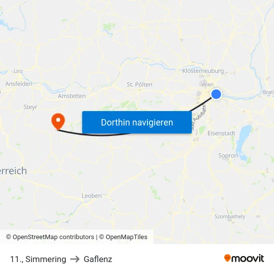 11., Simmering to Gaflenz map