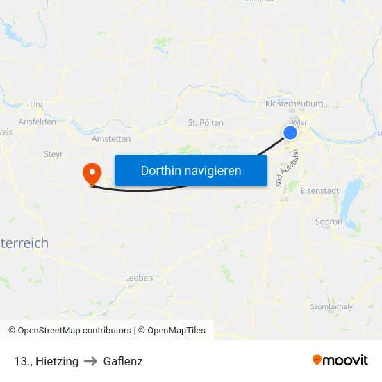 13., Hietzing to Gaflenz map