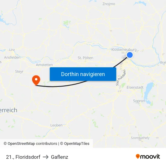 21., Floridsdorf to Gaflenz map