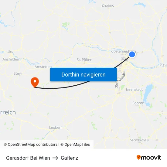 Gerasdorf Bei Wien to Gaflenz map