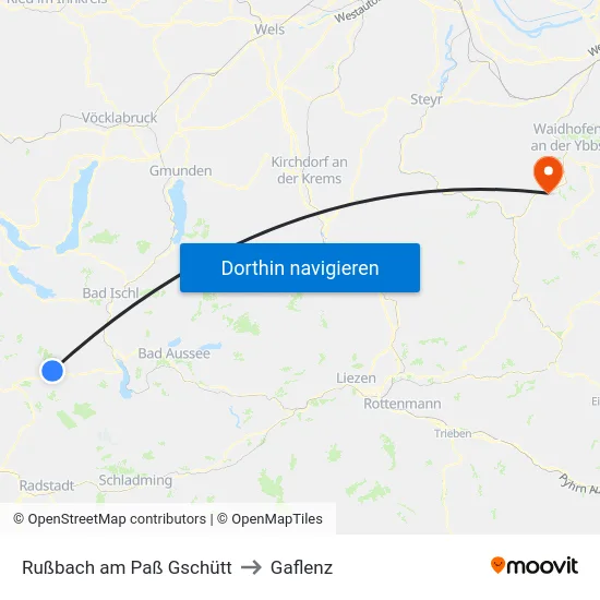 Rußbach am Paß Gschütt to Gaflenz map
