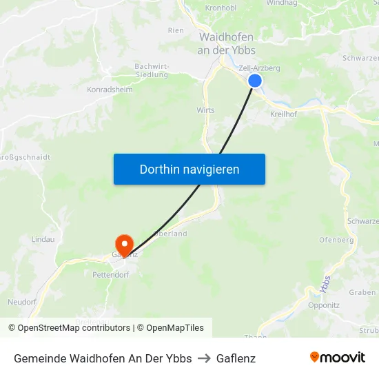 Gemeinde Waidhofen An Der Ybbs to Gaflenz map