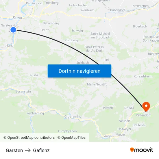 Garsten to Gaflenz map
