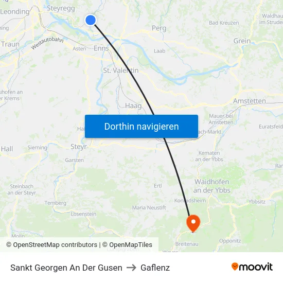 Sankt Georgen An Der Gusen to Gaflenz map