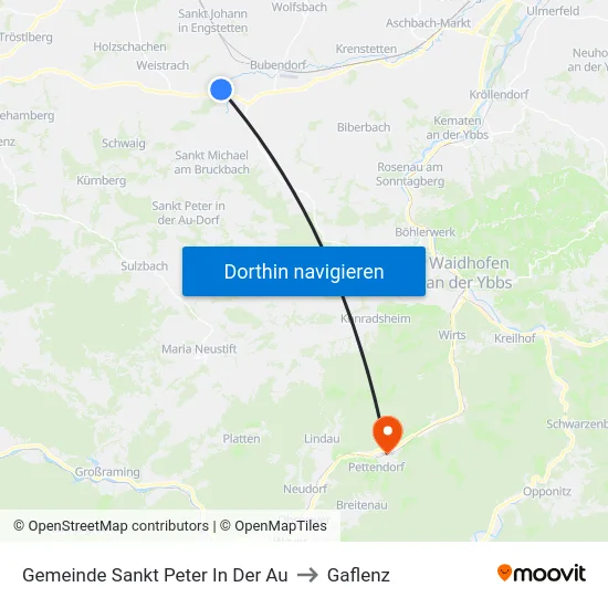 Gemeinde Sankt Peter In Der Au to Gaflenz map