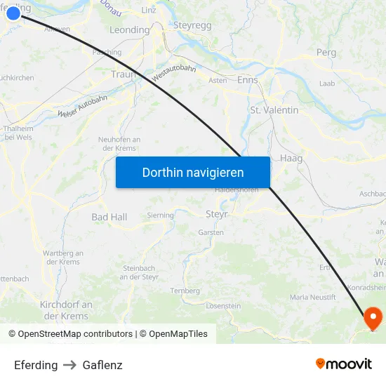 Eferding to Gaflenz map