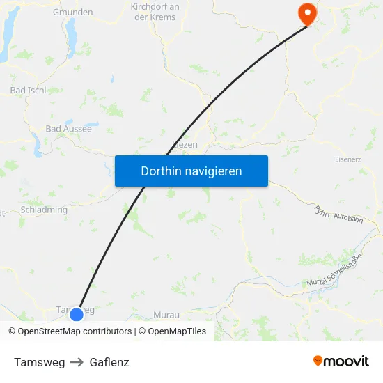 Tamsweg to Gaflenz map