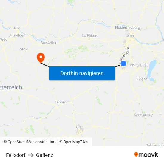 Felixdorf to Gaflenz map